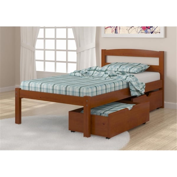 Pivot Direct Twin Size Econo Bed with Dual Under Bed Drawers in Light Espresso PD_575TE_505E - main
